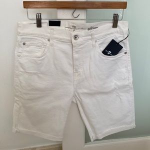 NWT 7 For All Mankind Adrien Distressed White Denim Short